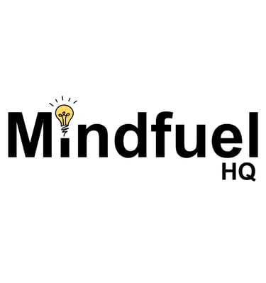 Logo for Mindfuel HQ. The word "Mindfuel" is written in bold black text, with the letter "i" replaced by a yellow lightbulb i