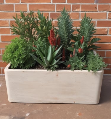 photo of white flowerpots