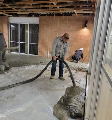 Pumping concrete through a hose