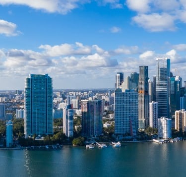 a city skyline with a view of a city