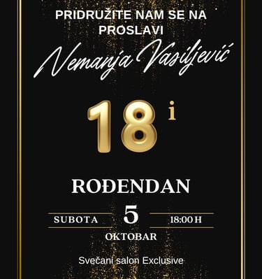 a black and gold party invitation for a special event