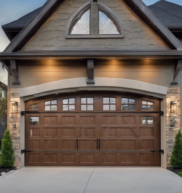 brown wooden framed glass door