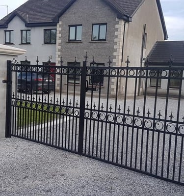 Large black iron gates