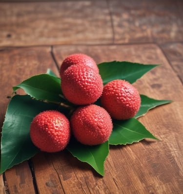 Bright pink guava fruit with green leaves on a clean white background.