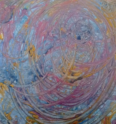Tourbillon galactique - retour à la Source - 20€ - 29x29 - Peinture acrylique 2024