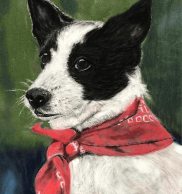 CBM Art Dog with red neck tie