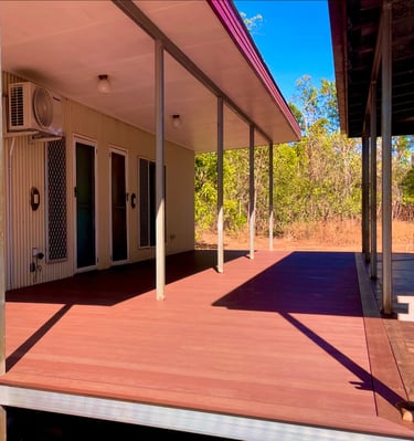a raised home with decking 