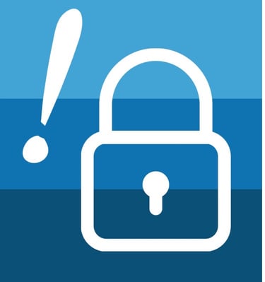 Padlock with exclamation representing commercial lockout service by Asheville Locksmith Now in Marion, NC