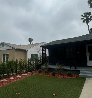 a house with a lawn and a lawn