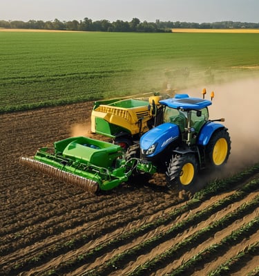 green and yellow tractor on brown field during daytime