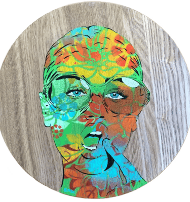 Efin art wood round portrait
