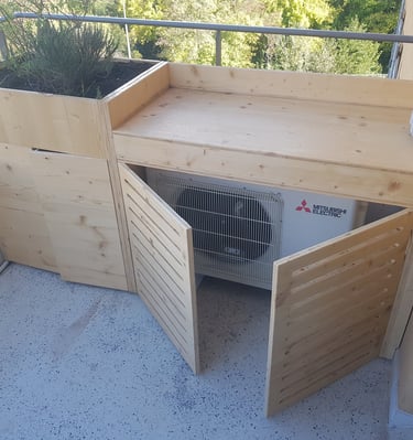 Cache clim et jardinière sur mesure