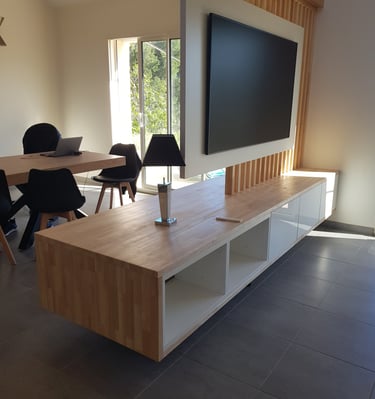 Meuble TV effet suspendu sur mesure