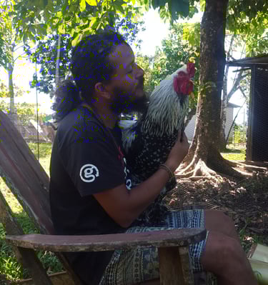 relaxing with local people