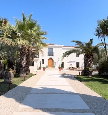 wedding villa with olive trees and palm trees
