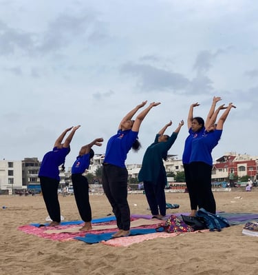 beach yoga class