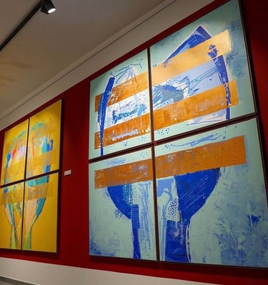 Large abstract painting, acrylic on canvas and framed in steel - Flash for empathy