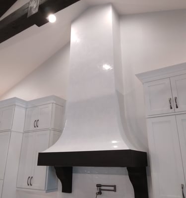 White Lime Italian Venetian Plaster on Range Hood