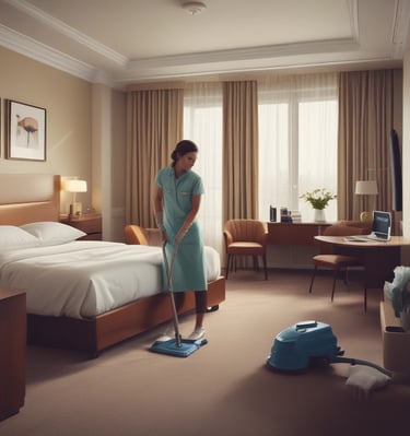 A satisfied customer enjoying a clean space.