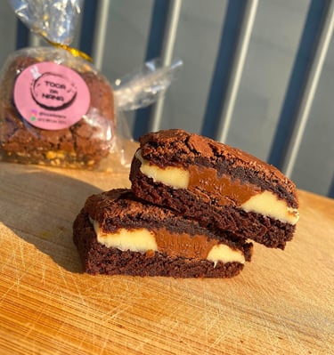 Brownie recheado com ninho e nutella