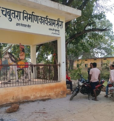 some person stand with bike near chabutra