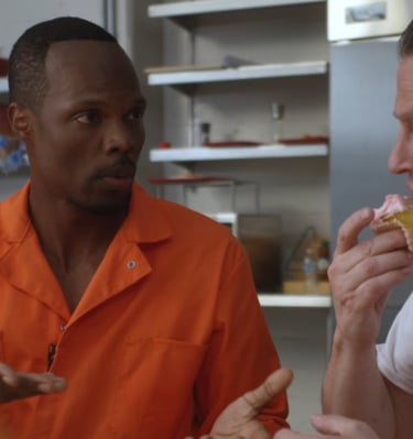 Andre Talking to Karl in Cafeteria - Prisoner Trump Image