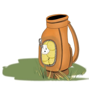 golf ball squished into a golf bag