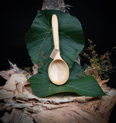 A hand carved wooden spoon