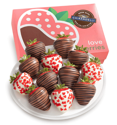 A Gift Inside Made with Ghirardelli Love is Sweet Chocolate Covered Strawberries - 12 Berries