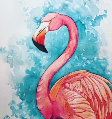 Flamand rose à l’aqaurelle