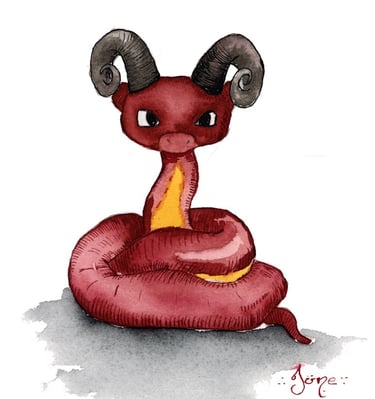 Dragon rouge à l’aquarelle