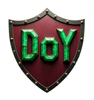 Disciples of Yahawashi shield with DoY letters on it. 