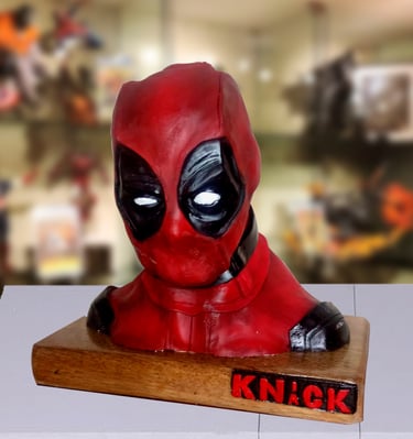 escultura adorno busto deadpool