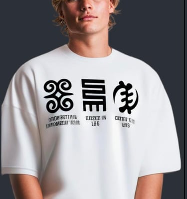 a man in a white shirt with chinese writing on it