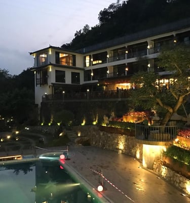 Li River Resort overlooking the Li River and karst mountains in Yangshuo