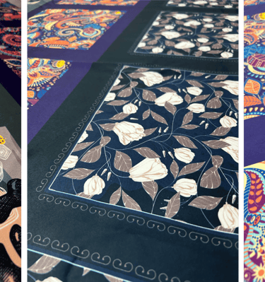 Custom Pocket Square and scarf prints on Satin fabric