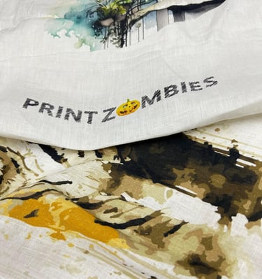 Minimalist abstract print on summer linen fabric