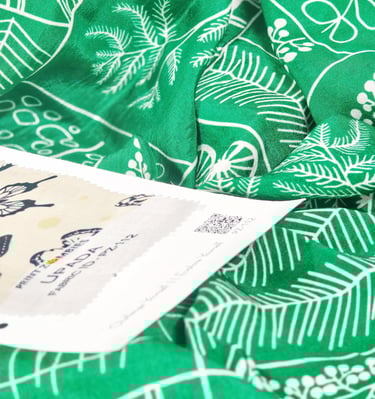 Minimal line-art pattern on Viscose silk