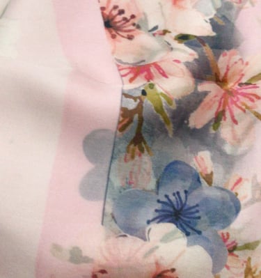 Custom floral textile design printed on Organza Fabric