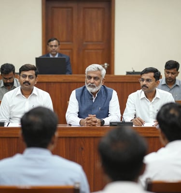 Team members of Rahul Kulkarni & Legal Associates discussing case files around a conference table