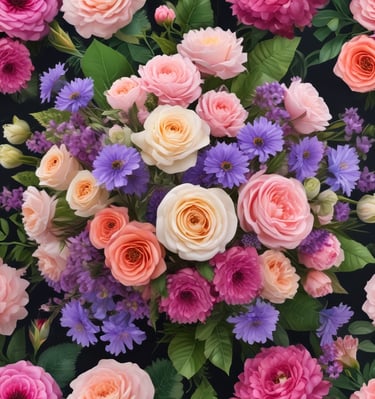 Seasonal wildflowers gathered in a rustic, airy basket on a wooden table.