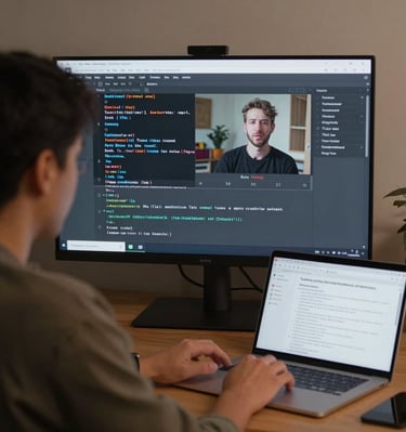 a creator in a sleek, minimal studio setting.