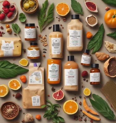 A serene setting showcasing herbal products and wellness items.