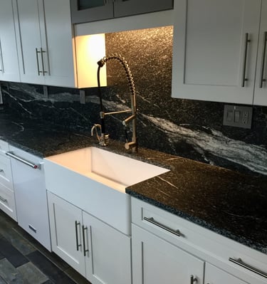 Letter finish full height granite top
