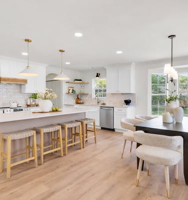 open floor plan kitchen in greenville staging house