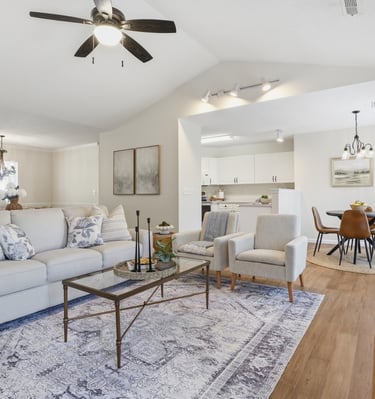 great room staged by staging house simpsonville 