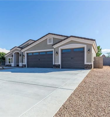 The driveway and garage of a custom home 