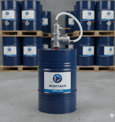 a blue barrel of water with a hose and a hose