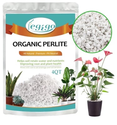  Perlite added to potting soil to increase drainage and aeration for healthy indoor plant root growt
