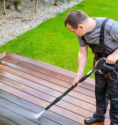 An example of pressure washing services done by Kikubari Property Maintenance